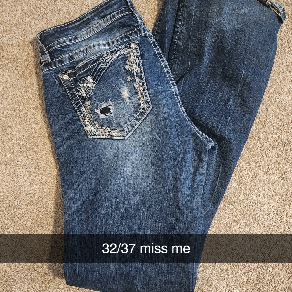 Miss Me Women's Distressed Blue Boot Cut Jeans